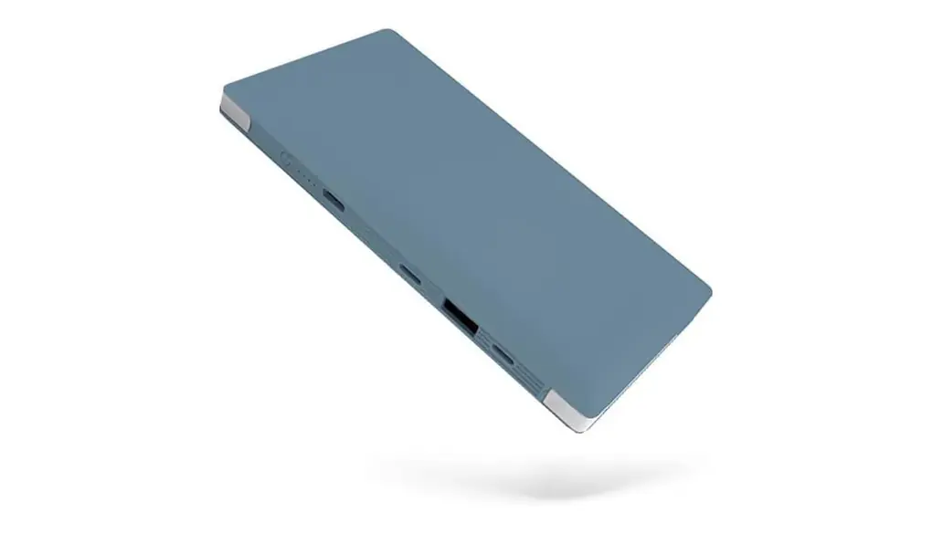 ALPHA LING モバイルバッテリー 大容量 10000mAh 軽量 薄型 急速充電 ケーブル内蔵 Type-C 5台同時出力 PSE技術基準適合 防災 災害 (くすみブルー, Type-C/Type-C)