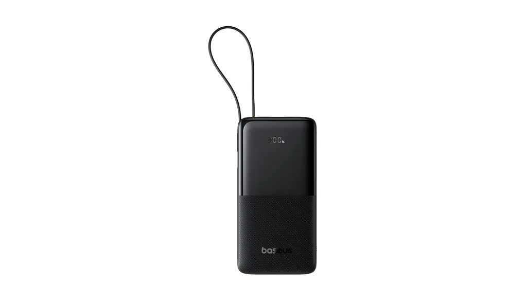 Baseus モバイルバッテリー USB-C ケーブル内蔵 PD 20W 急速充電 10000mAh 大容量 LEDディスプレイ 3台同時充電 Type-C×2 + Type-A iPhone15/16 Galaxy スマホ 対応 機内持ち込み PSE認証済 Bipow 2 ブラック