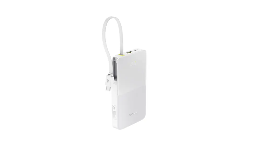 Baseus モバイルバッテリー USB-C ケーブル内蔵 22.5W 急速充電 10000mAh 大容量 ディスプレイ搭載 PD対応 3台同時充電 Type-C×2 + Type-A iPhone15/16 Galaxy Android スマホ 対応 ケーブル一体型 機内持ち込み PSE認証済 Bipow 2 Pro (ホワイト)