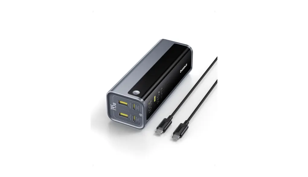 「VGP 2025受賞」Baseus モバイルバッテリー PD 145W 20800mAh 4ポート2xUSB-C 2xUSB-A ディスプレイ 急速充電 大容量 縦置きデザイン パススルー PSE技術基準適合 MacBook Windows PC iPad iPhone Galaxy Android スマホ ノートパソコン 機内持ち込み Type-Cケーブル付 EnerGeek GP12