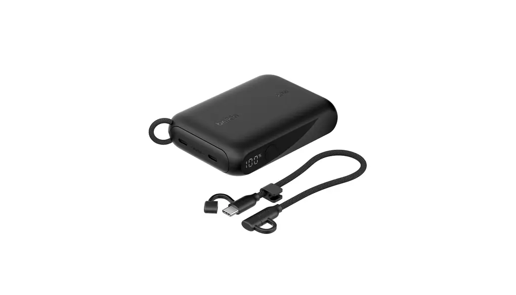 Belkin BoostCharge モバイルバッテリー ディズプレイ付き (10000mAh 20W USB-Cケーブル内蔵) 最大20W PD高速充電対応 PPS対応 iPhone&Androidスマホ対応 2台同時充電 PSE技術基準適合 軽量&コンパクト 機内持ち込み可能 アウトドア/災害/緊急用の便利グッズ メーカー保証2年 ブラック BPB027fqBK