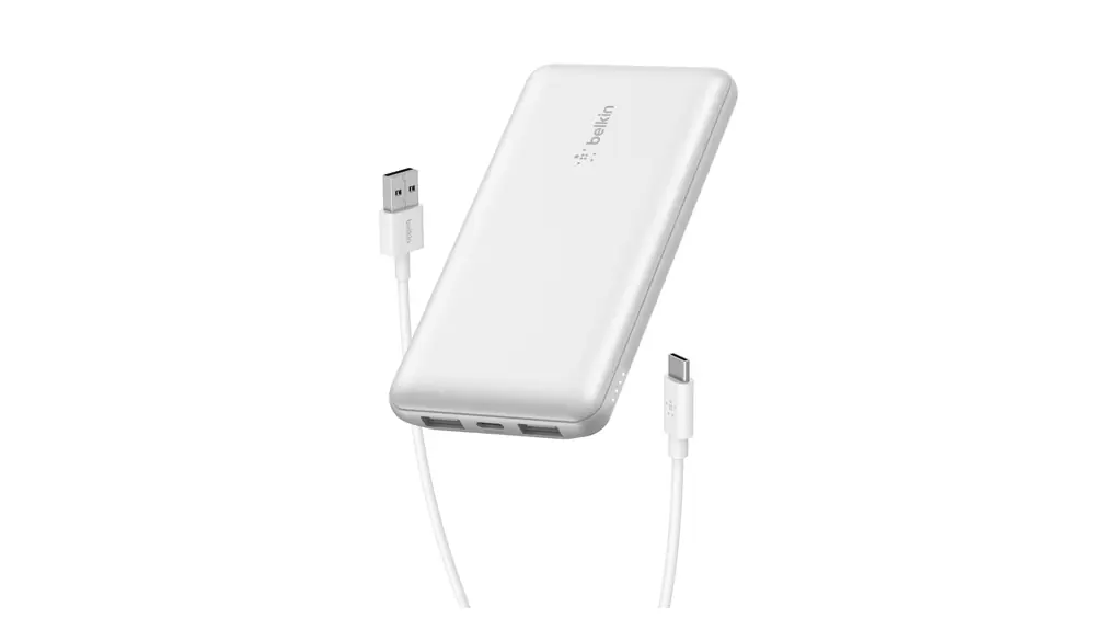 【VGP 2022受賞】Belkin モバイルバッテリー 3C対応 大容量10000mAh iPhone 15 Android対応 5V3A ファン付きベビーカーシート対応 最大15W 最大40時間 3台同時充電 3ポート(USB-C x 1 USB-A x 2) スリム&軽量 PSE技術基準適合 機内持ち込み可能 充電用ケーブル付属 メーカー保証2年 ホワイト BPB011btWH