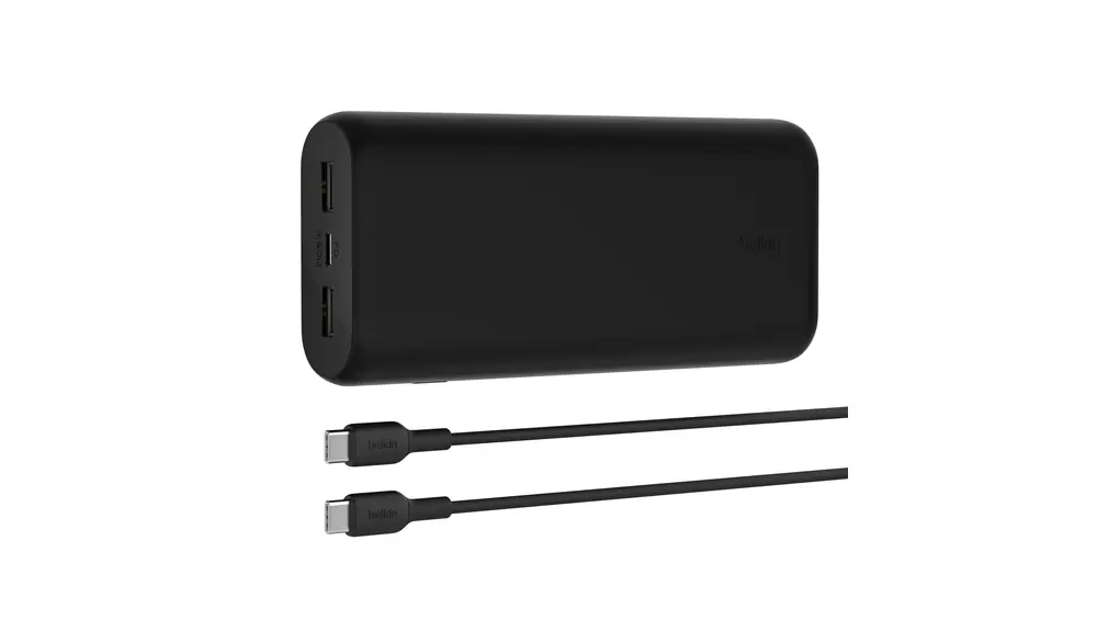 Belkin モバイルバッテリー 3C対応 大容量20000mAh 5V3A 最大20W PD高速充電対応 iPhone&Android対応 3台同時充電 3ポート(USB-Cx1 USB-Ax2) 軽量&コンパクト PSE技術基準適合 機内持込 アウトドア/災害/緊急用の便利グッズ 充電用ケーブル付属 メーカー保証2年 ブラック BPB014btBK