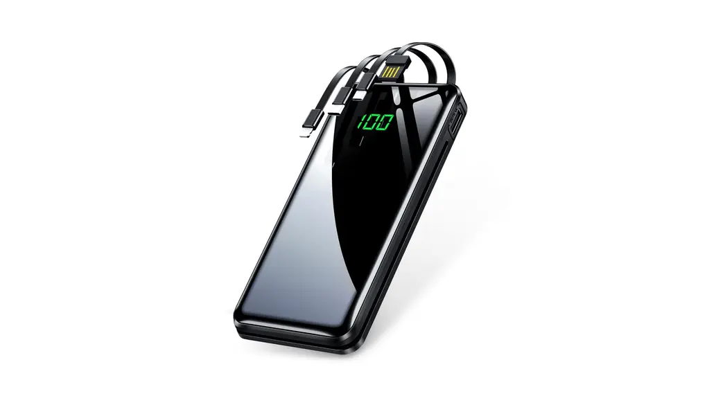 モバイルバッテリー 大容量 【35000mAh大容量 & 4つのケーブル内蔵】 急速充電 携帯充電器 バッテリー 最大2.1A出力 4台同時充電 3WAY入力 LCD残量表示 モバイル・バッテリー iPhone/Android対応 power bank 軽量 LEDライト付き 機内持ち込み可能 PSE認証済 旅行/出張/停電対策/緊急/防災グッズ 父の日プレゼント