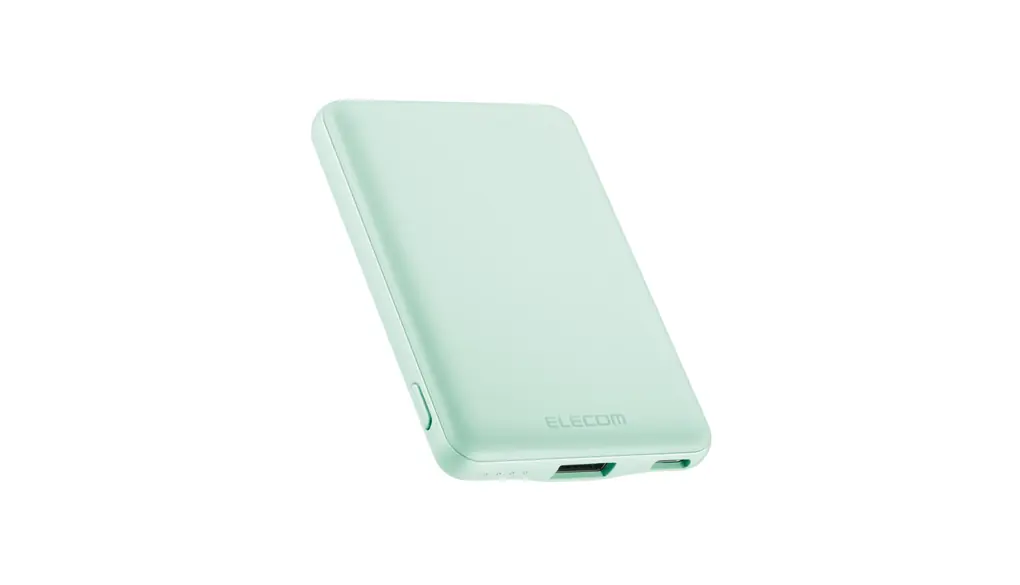 エレコム モバイルバッテリー 5000mAh 12W コンパクト 薄型 軽量 入力(Type-C×1) 出力(Type-C×1、USB-A×1) PSE認証 おまかせ充電対応 【iPhone Android 各種対応】 グリーン DE-C37-5000GN