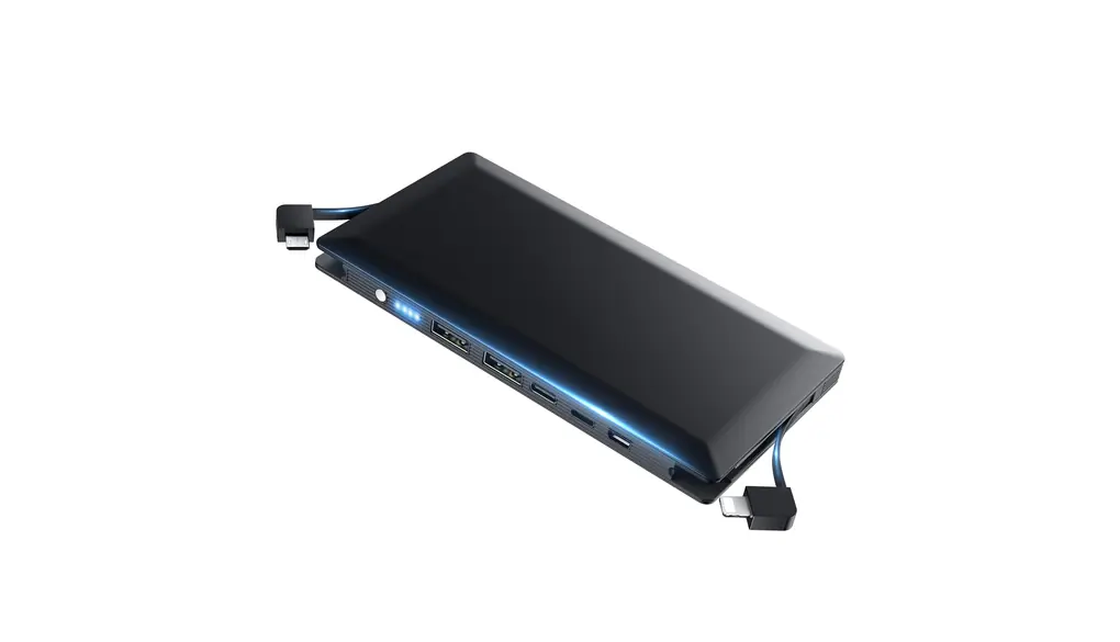 モバイルバッテリー 15000mAh 急速充電 4本ケーブル内蔵 5台同時充電 軽量 小型 スマホ充電器 携帯充電器 LED電量残量表示 Type-C入出力兼用 携帯バッテリー iPhone/Android各種スマホ対応