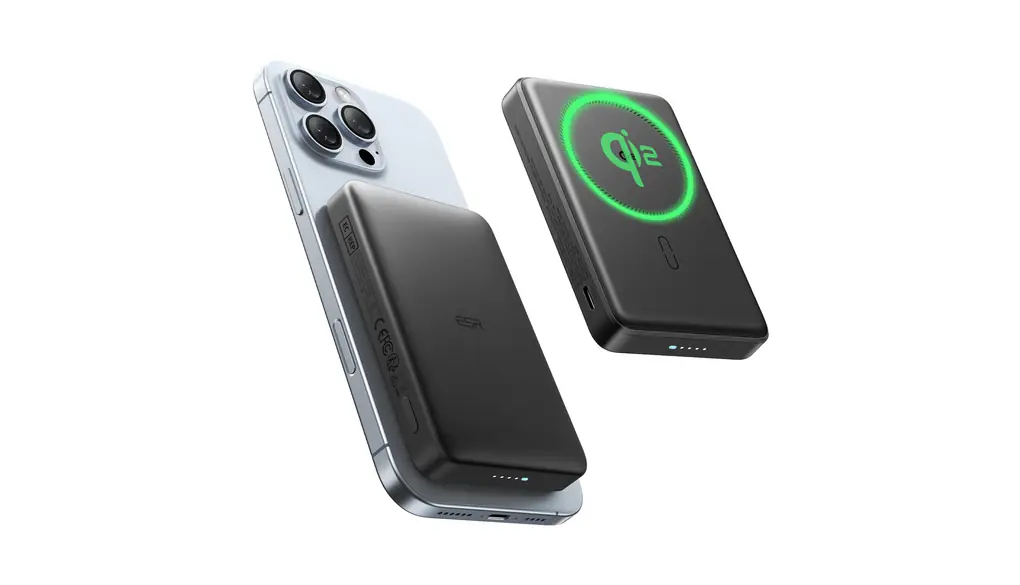 ESR モバイルバッテリー 10,000mAh Qi2認証 MagSafeワイヤレス充電対応 USB-Cで27W急速充電対応 iPhone 15/14/13/12専用 MagSafe充電器 USB-Cケーブル付き ブラック