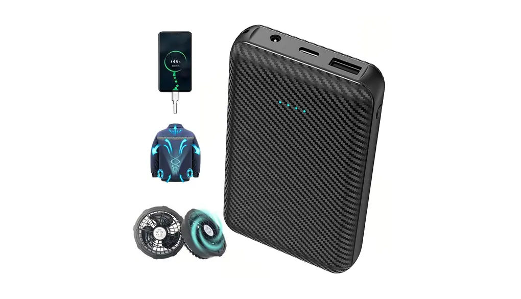 モバイルバッテリー Kevis 10000ｍAh 大容量 DC7.4V/2.6A 小型 超軽量 PSE認証 スマホ充電器 軽量充電 持ち運びやすい LED残量表示 最大2台同時充電可能 USBーA充電 タイプーC入力可能 DCポート 空調服対応 多種機器対応 旅行/出張/アウトドア/キャンプ/停電対策/防災（ブラック） (013-DC-C-USB)