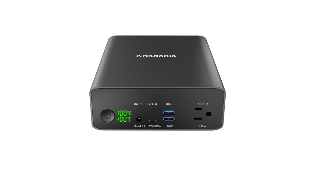 Krisdonia ポータブル電源 80000mAh 大容量 モバイルバッテリー （ 130W AC出力 + USB ポート + USB-C 100W ）予備電源 iPhone/MacBook/ノートPC等対応 緊急・災害時バックアップ用電源