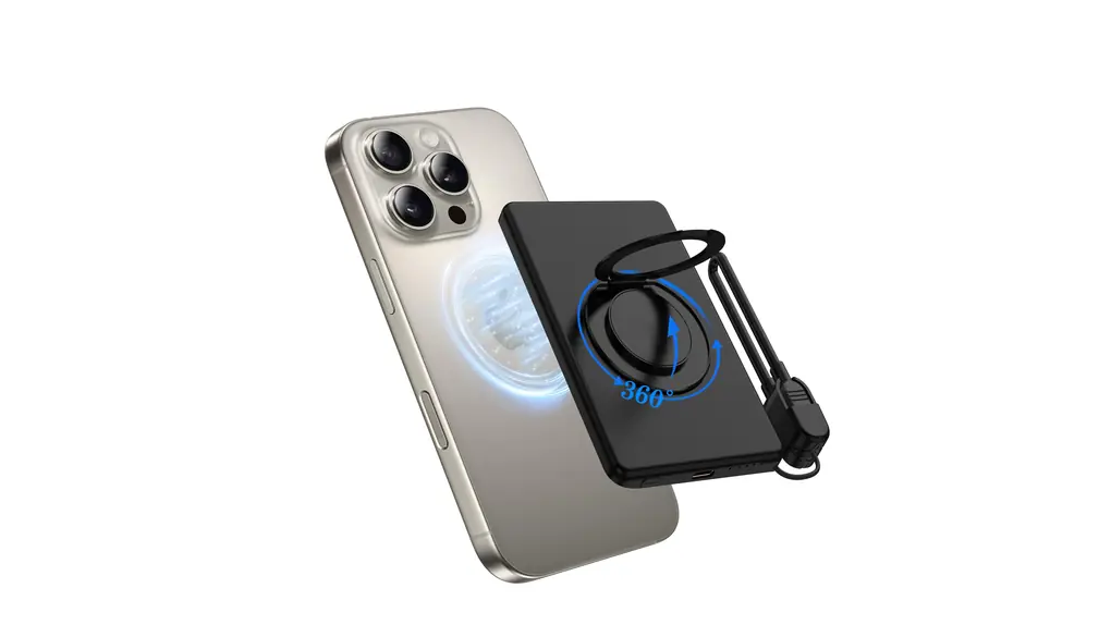 【超薄型 · 360°回転スタンド】KWATUNG モバイル バッテリー MagSafe対応 5000mAh 軽量 7mm 小型 マグセーフ充電器 ワイヤレス充電器 マグネット式 PSE認証済み PD20W 急速充電 2台同時充電 Power Bank スタンド付き LED残量表示 iPhone 12/13/14/15/16/17シリーズ用 旅行/出張/災害用 A36Plus (ブラック)