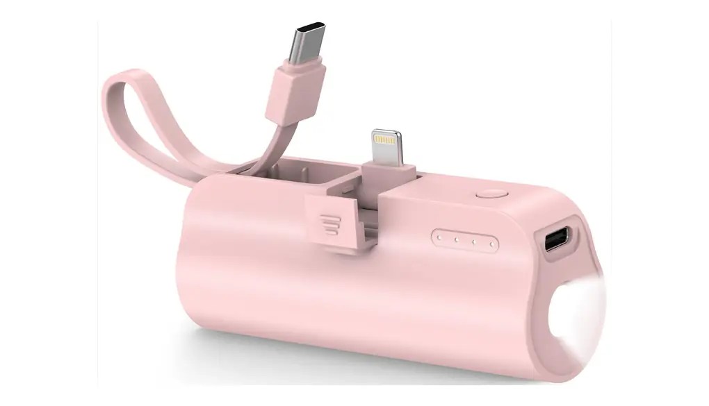 モバイルバッテリー 軽量 5000mAh 超小型 PSE認証済 持ち運び便利 2台同時充電 直接充電 残量表示 Type-C入力 コンパクト USB-Cコネクター内蔵 防災グッズ/出張/緊急用/旅行 K6-F(pink)