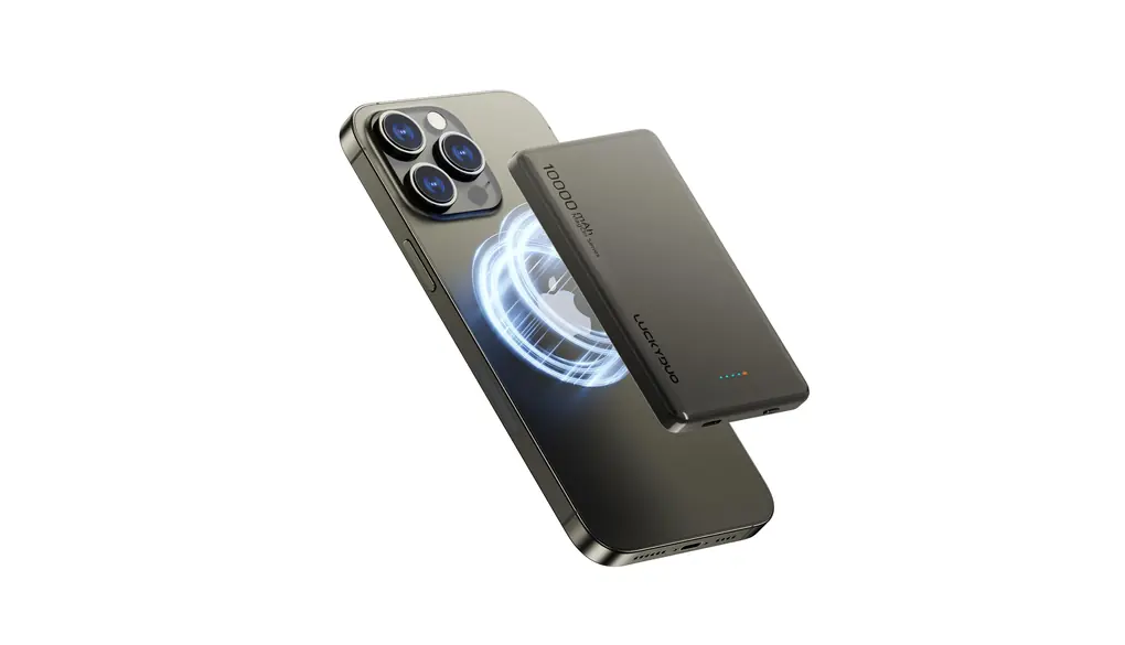 LUCKYDUO Magon モバイルバッテリー 10000mAh 12MM 軽量薄型 モバイルバッテリー マグネット PD20W USB-c出力 ワイヤレス出力(15W for Android/7.5W for iPhone)/USB-Cポート入出力/PSE認証済み LED残量表示 iPhone 16/ 15/ 14/ 13/ 12シリーズ専用（ナチュラルチタニウム）