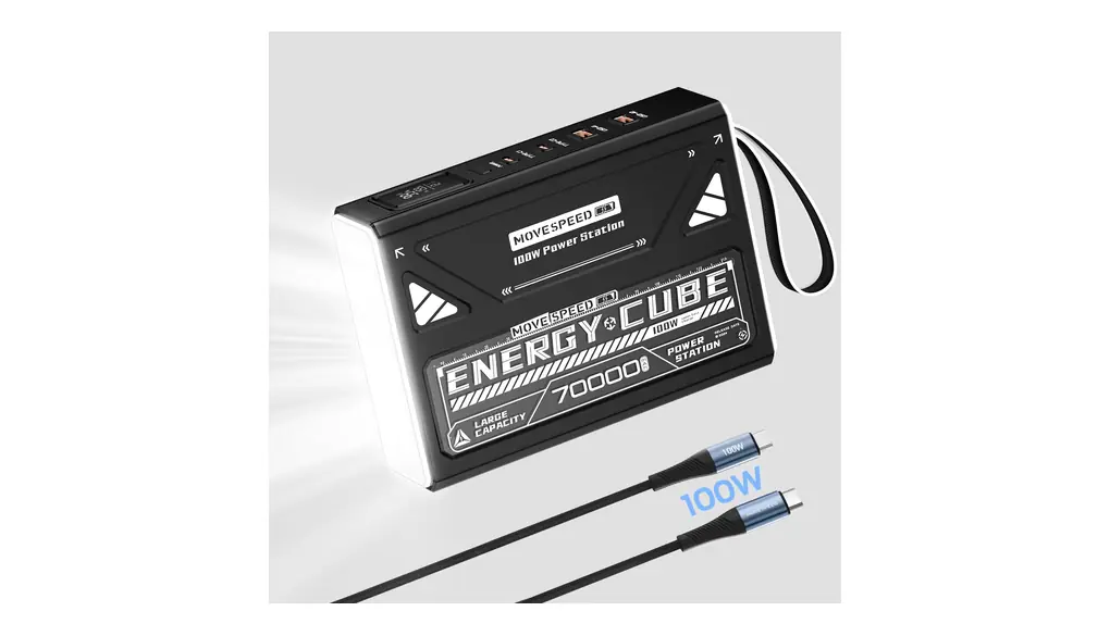 MOVE SPEED 【70000mAh 100W 急速充電 】モバイルバッテリー 大容量ノートパソコン 4出力ポート IPS液晶 100Wケーブル付き USB扇風機/旅行/出張/停電/防暑対策 地震/災害/アウトドア用 防災グッズ PSE認証済み 緊急用必携品 MacBook/iPhone15//iPad/カメラ/イヤフォン対応