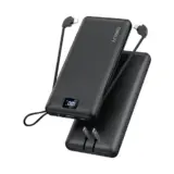 【ケーブル不要の5in1】OMKUY モバイルバッテリー 10000mAh｜ACプラグ＆LCD残量表示で外出先も安心