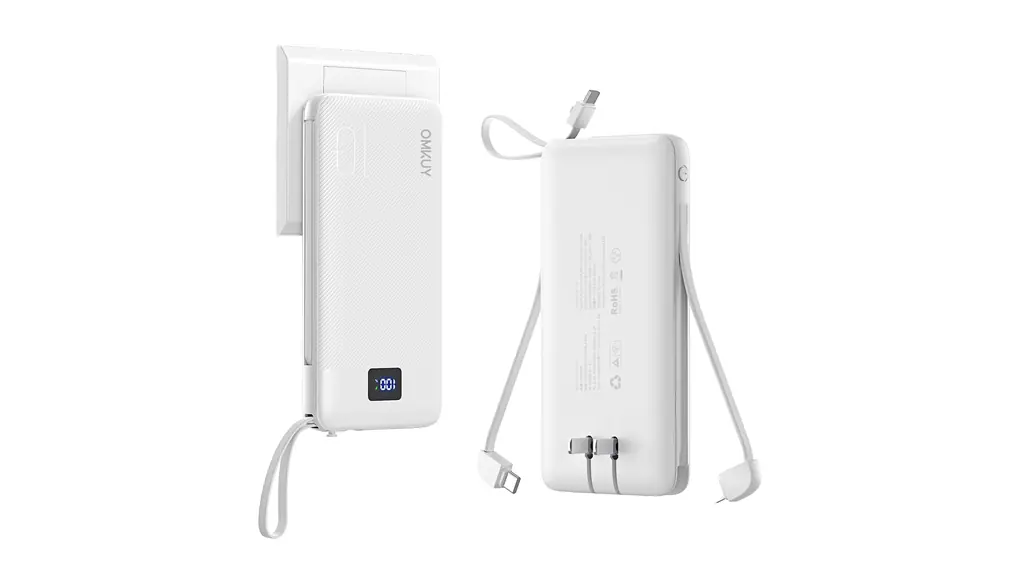 【OMKUY 新登場】モバイルバッテリー 大容量 コンセント 10000mAh 薄型(折り畳みコンセント一体式/パススルー/PD 20W&SCP22.5W急速充電/3本ケーブル内蔵)携帯充電器 持ち運び便利 コンパクト モバイルばってりー PD3.0 携帯バッテリー 軽量 スマホ AC パワーバンク PSE認証 iPhone&Android等対応 (White)