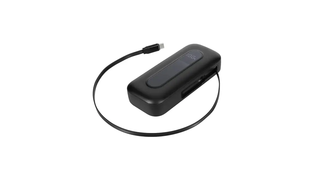 オウルテック モバイルバッテリー 巻き取り式ケーブル内蔵 10000mAh 最大PD20W対応 USB Type-C入出力 ブラック OEC-LPB10021CR-BK