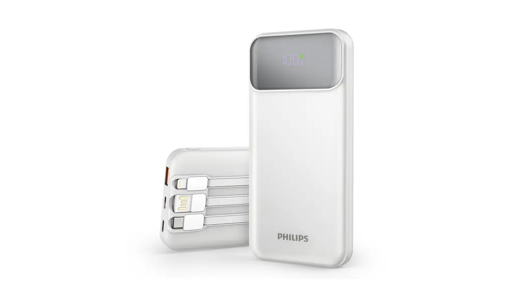 Philips (フィリップス) モバイルバッテリー 10000mAh大容量 ケーブル内蔵 PD&QC急速充電 四台同時充電 LED電量表示 スマホ充電器 PSE認証済 多種保護 持ち運びやすい DLP1912CW