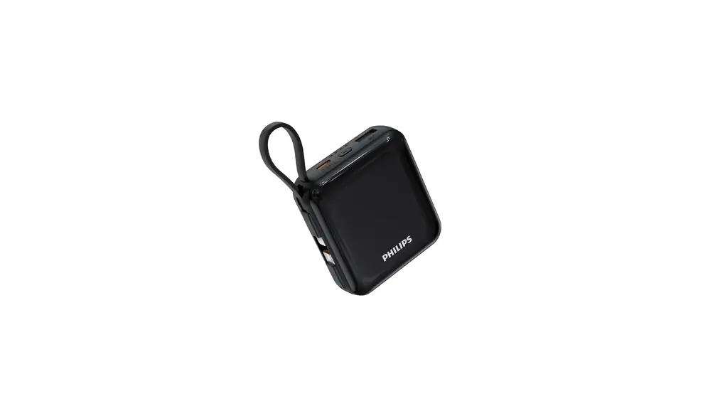 Philips (フィリップス) モバイルバッテリー 10000mAh 大容量 小型 携帯充電器 Lightning type-c ケーブル内蔵 22.5W 急速充電 タイプc ライトニング 4台同時充電 スマホ 持ち運び iPhone 16 / 15 Android iPad 各種機器対応 PSE認証済 (ブラック)