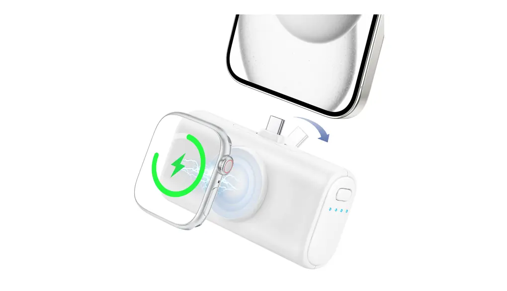 RORRY モバイルバッテリー 小型 直差し【TYPE-Cコネクター一体型・iPhone16/15 とiwatch同時充電・102g超軽量】5000mAh アップルウォッチモバイルバッテリー 3A急速充電 ３台同時充電 コンパクトで持ち運び便利 パススルー充電 コードレス iPhone 16/15シリーズ/applewatch ultra2/10/9/8などに対応 津波/台風/防災グッズ
