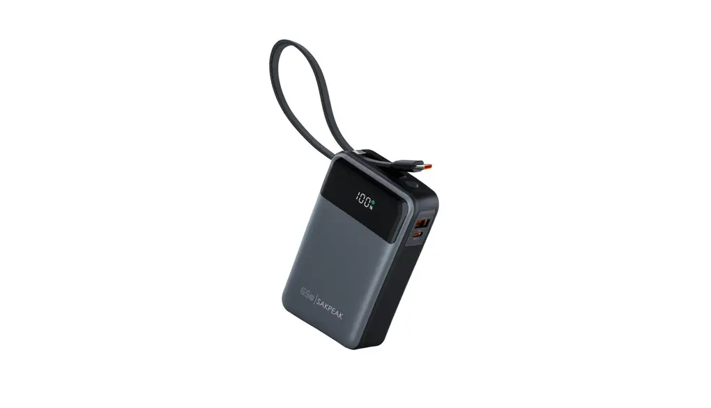 SAKPEAK PC モバイルバッテリー 20000mAh 大容量 PD 65W 急速充電 PD3.0/QC3.0 USB-Cケーブル内蔵 3台同時充電 3ポート LCD残量表示 PSE認証 3c 認証 パススルー対応 iPhone/MacBook/iPad/Android/Galaxy ノートパソコン用モバイルバッテリー その他機器対応 (Grey)