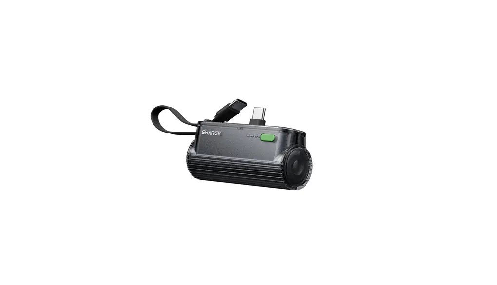 SHARGE FlowMini2 モバイルバッテリー【2025年最新超小型・Type-C/ライトニング切替対応】5000mAh PD22.5W急速充電 ケーブル内蔵 2台同時給電OK 超軽量 コンパクト設計 PSE認証済 iPhone/Android/Switch対応 通勤・通学 外出に最適(ブラック)
