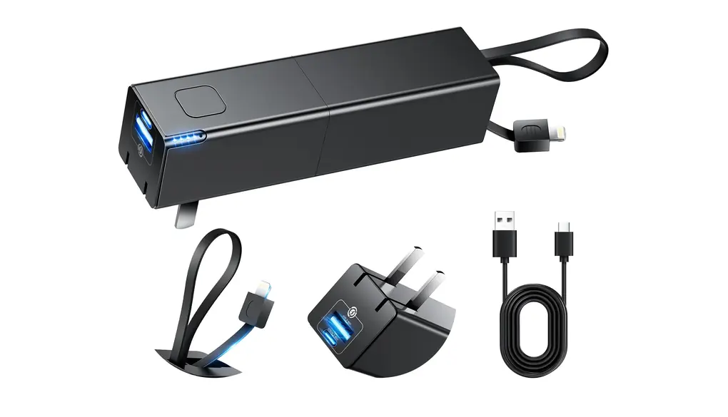 モバイルバッテリー コンセント一体型 【3台同時充電・軽量160ｇ・Type-C入出力】 Power Bank 22.5ｗ 急速充電 Lightningケーブル内蔵 大容量6000mah LED電量表示 小型 モバイルバッテリー iPhone Android対応 PSE認証 持ち運び便利 旅行/ビジネス/災害対策 機内持ち込み (ブラック)