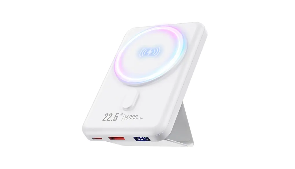 Taegila【16000mAh大容量&MagSafe対応 】モバイル バッテリー 軽量 小型 大容量 マグネット式ワイヤレスモバイルバッテリー マグセーフ充電器 ワイヤレス充電 急速充電 3台同時充電可能 折りたたみ式スタンド LEDディスプレイ コンパクト軽量 PSE認証済み iPhone/iPad/Android/Airpods 各種対応 持ち運び充電器 旅行/出張/緊急用