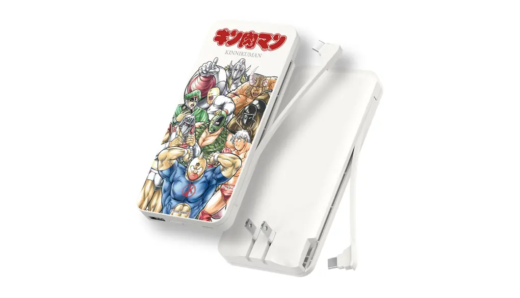 キン肉マン モバイルバッテリー 10000mAh 折り畳み式コンセントプラグ付き 急速充電PD20W対応 USB-Cケーブル内蔵 USB-C×1、USB-A×1ポート 2in1モデル KN-LAP27W