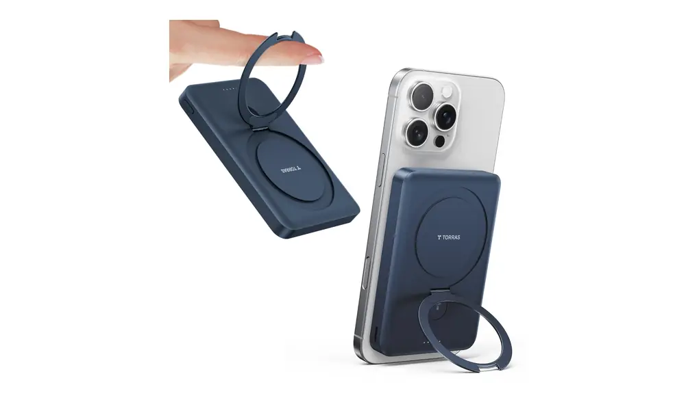 【2025傑作・EASY GO】 TORRAS モバイルバッテリー Magsafe 10000mah 軽量 小型 【Apple社同源電池セル&スタンド機能改良】 モバイル バッテリー マグセーフ 携帯充電器 最大22.5W 急速充電 Power Bank 大容量 モバ充電 マグネット ワイヤレス 充電器 パススルー機能 PSE認証済み iPhoneのみ対応 旅行 出張 ネイビー色