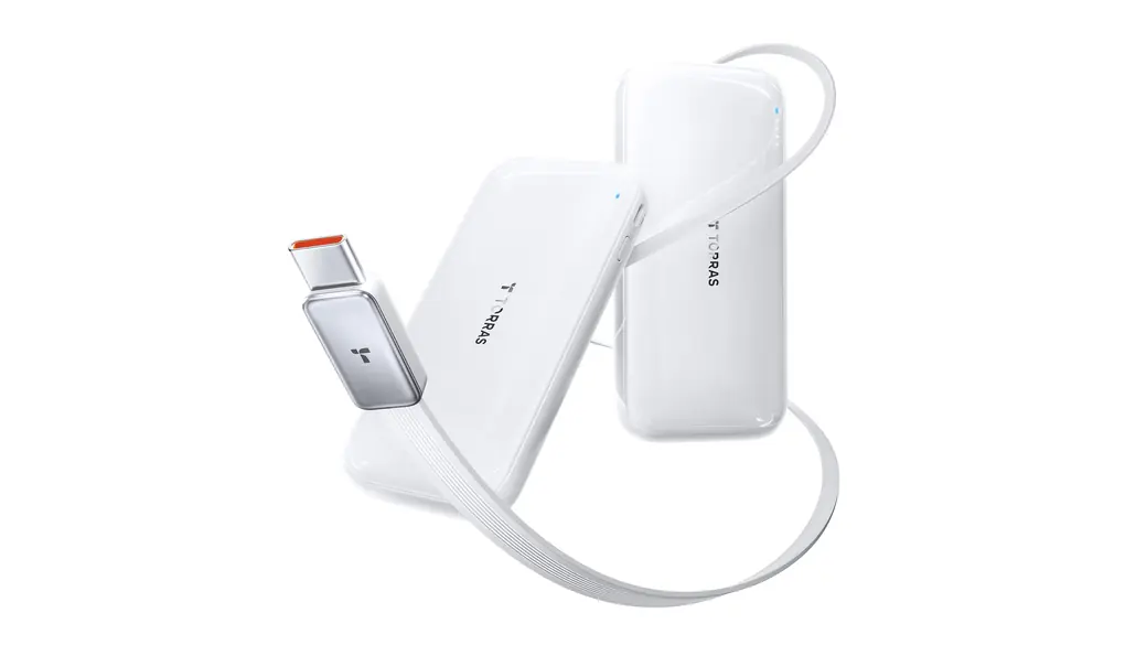 TORRAS FlexLine 巻き取り式 モバイル バッテリー【2025革新登場】 10000mAh 大容量 30W 急速充電 70cmケーブル タイプC iPhone 17 16 15 Pro Max Android iPad MacBook Switch対応 PSE認証済み 機内持ち込み可 (ホワイト)