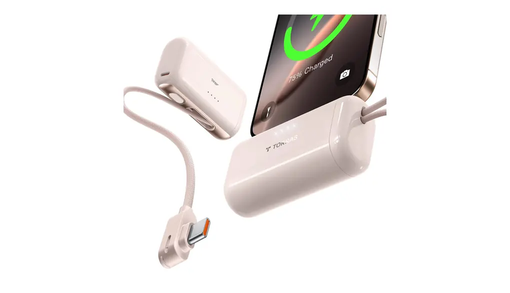 TORRAS モバイルバッテリー 【3c PSE認証取得】2025極小型 軽量 22.5W急速充電 タイプc ケーブル内蔵 直差し 5000mAh 過熱防止 機内持ち込み可能 かわいい コンパクト 2台同時充電可能 収納便利 iPhone17 /16シリーズ/iPad/Pixel/Switch対応