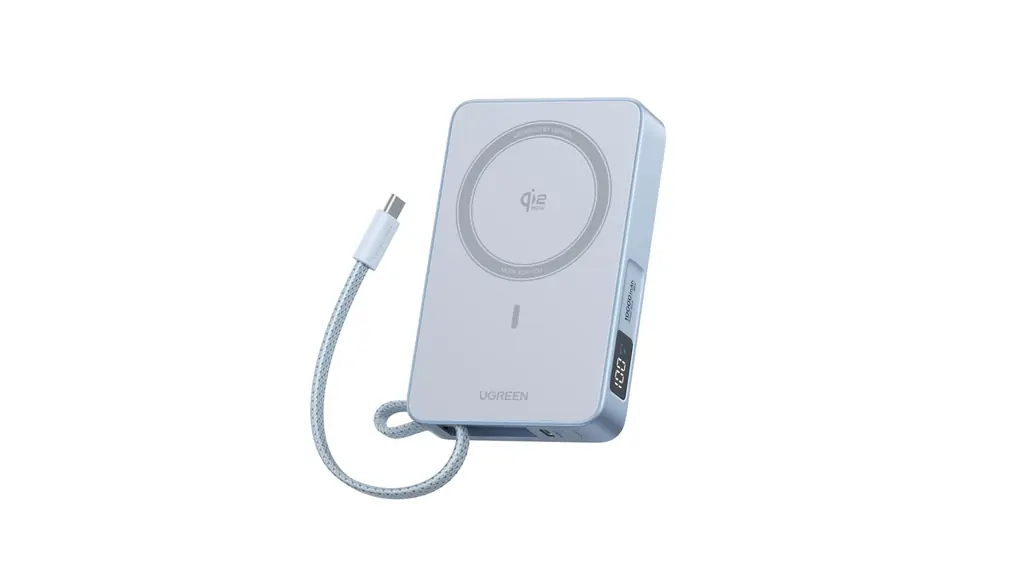 UGREEN MagFlow Qi2 25W 認証 モバイルバッテリー (10000mAh・30W) USB-Cケーブル内蔵 iPhone17-16シリーズ 25W Magsafe対応 マグネット式ワイヤレス急速充電 ディスプレイ搭載 25Wワイヤレス充電/30W有線充電対応 強力な吸着力 PSE技術基準適合 iOS 26バージョンのスマホに対応 マグネット対応機種に適用 PB773
