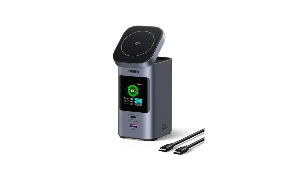 UGREEN Nexode モバイルバッテリー 4-in-1 (20000mAh・145W) Qi2・15Wマグネット式ワイヤレス充電対応 Magsafe対応 3ポート PD急速充電 TFTディスプレイ 大容量 縦置き パススルー/低電流モード搭載 PSE技術基準適合 MacBook PD対応Windows PC iPad iphone17 Android スマホ ノートPC その他 PB771