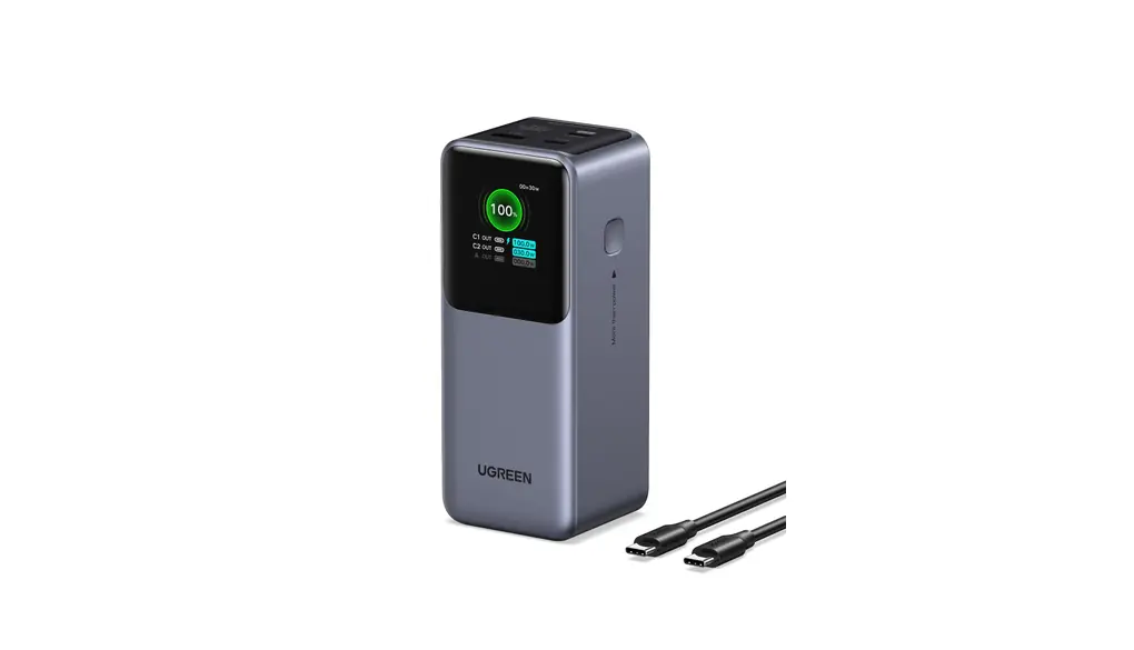 UGREEN Nexode モバイルバッテリー (20000mAh・130W) 3ポート USB-C×2 USB-A×1 革新なTFTディスプレイ PD・PPS急速充電対応 大容量 縦置きデザイン 省スペース パススルー/低電流モード搭載 PSE技術基準適合 MacBook PD対応Windows PC iPad iPhone17 Galaxy Android スマホ ノートPC PB721