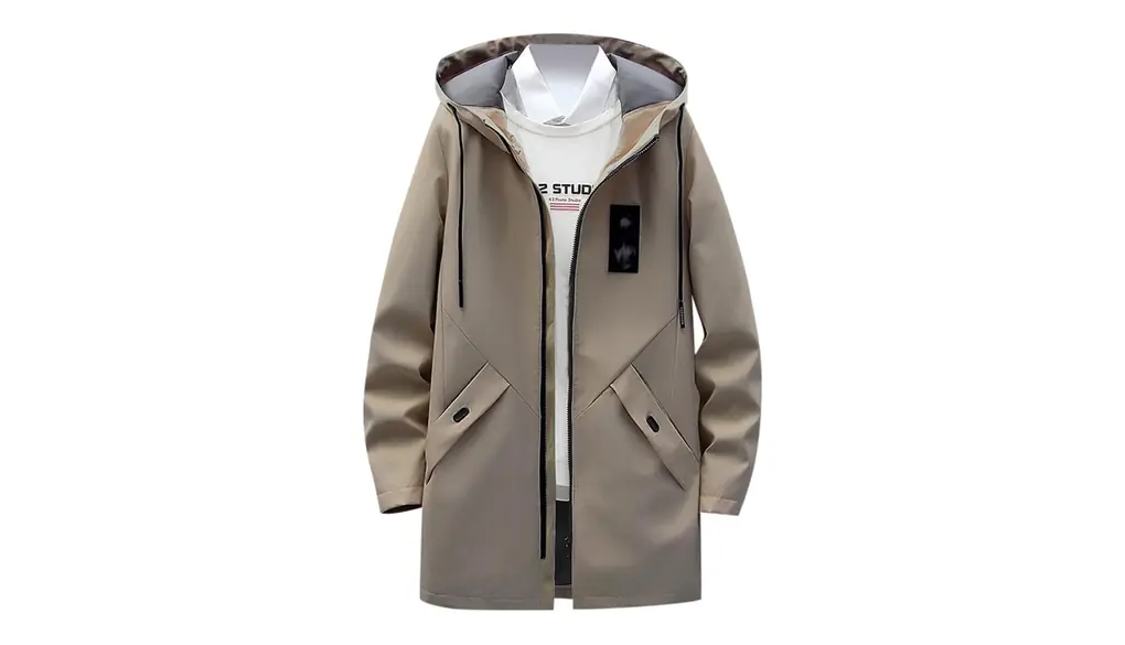 [ANOSO] トレンチコート ロング丈 ジャケット メンズ 秋冬 パーカー 厚手 裏起毛 無地 ジップアップ マウンテンパーカー 大きいサイズ ウインドブレーカー 軽量 アウター 登山 春秋冬 アウトドア ライトジャケット 防風 防寒 服