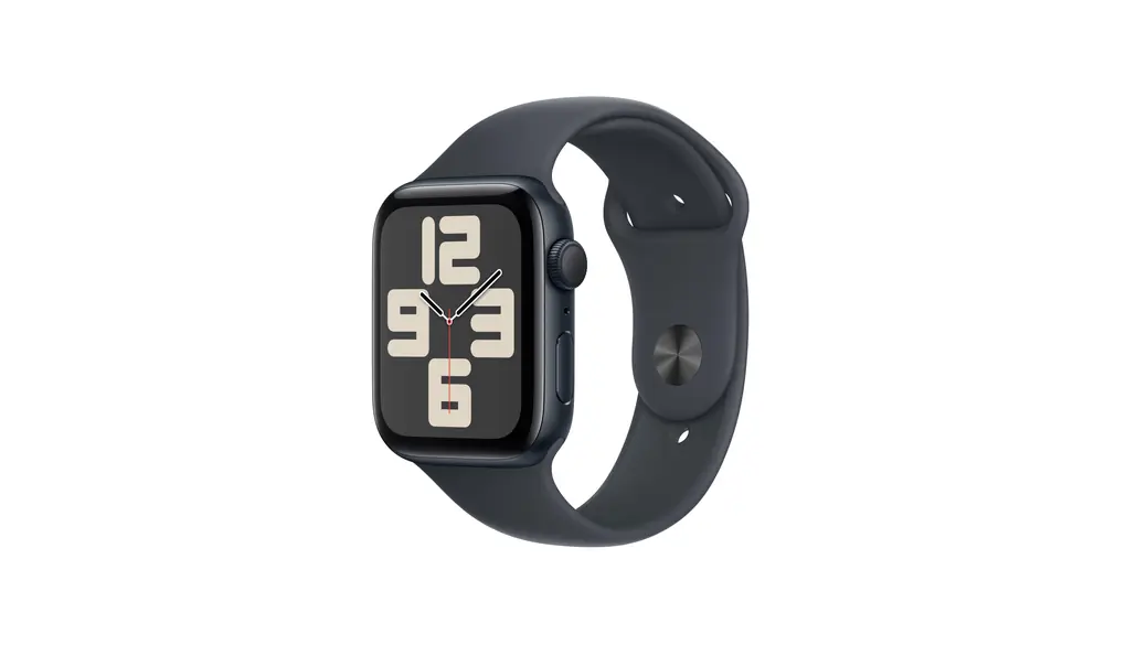 Apple Watch SE(第 2 世代)[GPS モデル、44mm ケース]ミッドナイトアルミニウムケースとミッドナイトスポーツバンド - M/Lを組み合わせたスマートウォッチ。フィットネストラッカーと睡眠トラッカー、 衝突事故検出、心拍数のモニタリング、Retina ディスプレイ、耐水性能