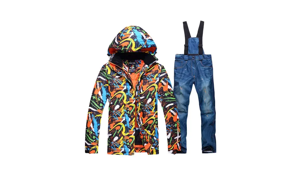 男性スノージャケット + ベルトパンツアウトドアスポーツスノーボードスーツセット通気性スキー服冬の衣装