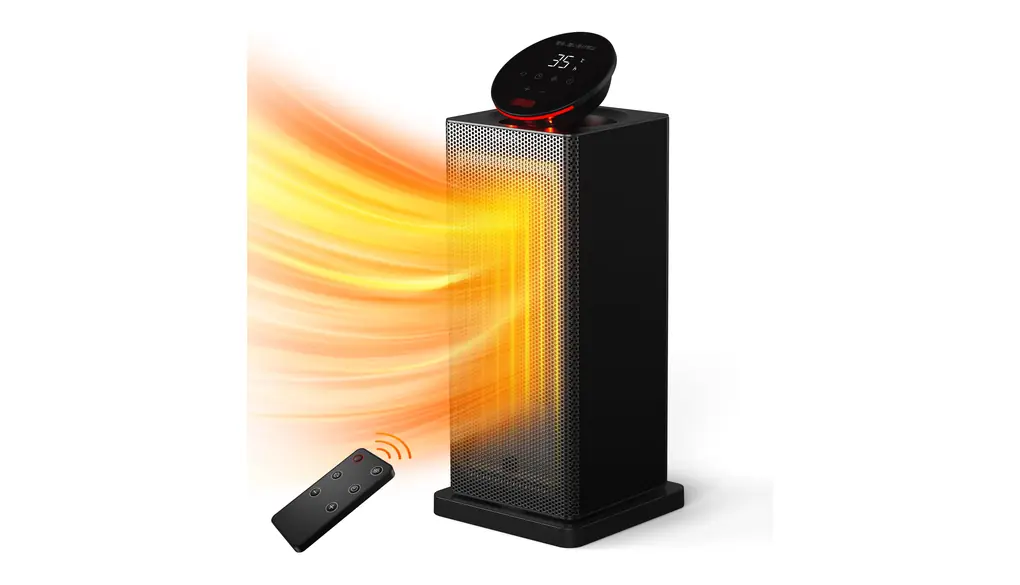 BREEZOMEヒーター セラミックヒーター 1200W電気ファンヒーター 小型 24Hタイマー 速暖 温度調節可能 自動首振り 3段階風量 LED大型ディスプレ 暖房器具 省エネ 記憶機能 リモコン付き 四季適用 冷暖両用 過熱保護 転倒自動OFF コンパクト 足元ヒーター 温風ヒーター 脱衣所 寝室 ブラック PSE認証済