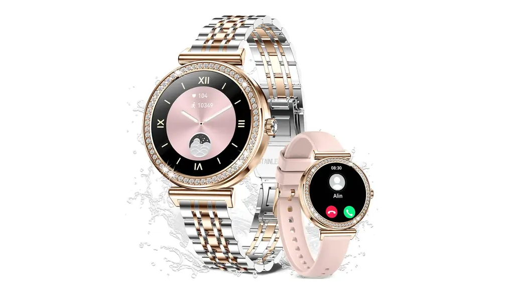 スマートウォッチ レディース 【2024秋新登場】iphone対応 アンドロイド対応 1.27インチ Smart Watch 通話機能付き 着信通知 100種類運動モード 300+文字盤自由設定 IP68防水 2種ベルト付き 日本語説明書付き[日本国内ブランド正規品] (pink-1)