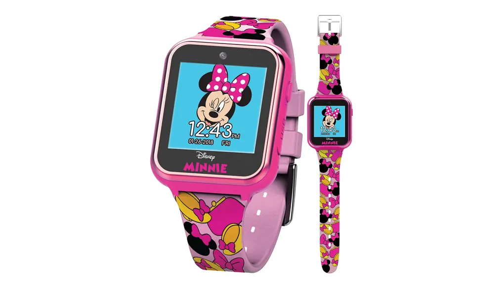 Accutime キッズ ディズニー ミニーマウス ピンク 教育用 タッチスクリーン スマートウォッチ おもちゃ 女の子 男の子 幼児 - 自撮りカメラ 学習ゲーム アラーム 電卓 歩数計などに (サイズ:40mm), ピンク, 40mm, モダン
