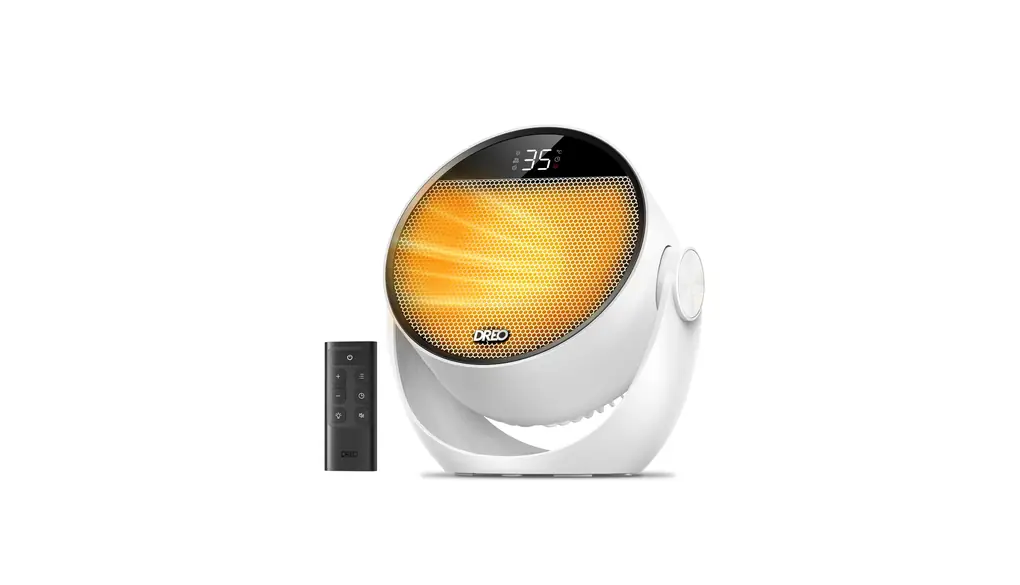 DREO 電気ファンヒーター 【2秒速暖・広範囲送風】 1200W~15.4畳 セラミックヒーター 強力 ストーブ暖房 静音34dB ECO省エネ 8つ安全機能 60°角度調整 3段階の加熱と3段階の送風 温度自動調節(5~35℃) 12時間タイマー 幅24.5×高さ25.7×奥行14.5cm 机上 床置き 足元 脱衣所 オフィス リビング用 白い