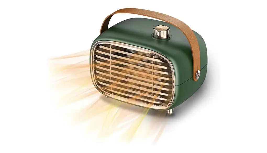 Fabig「小型ミニ セラミックファンヒーター 卓上・足元両用 3 秒速暖 静音設計 600W 省エネ 冷え症対策 無臭加熱温風式 グリーン機能備え」O12