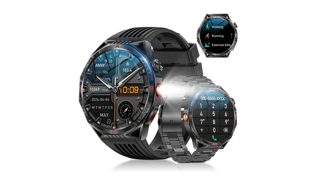 2025年新モデル スマートウォッチ Bluetooth通話 軍用規格 耐衝撃 1.85インチ超大画面 2本バンド付き APP通知 300＋文字盤 100＋運動モード 450mAh長持ちバッテリー IP68防水 iPhone/アンドロイド対応 日本語説明書付き (ブラック)