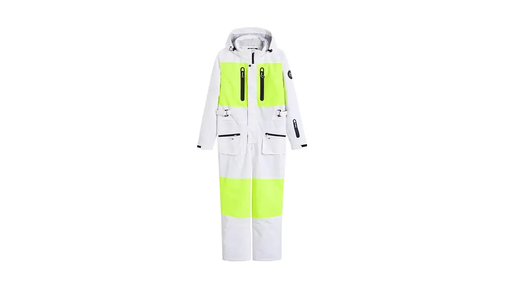FGAQLUK Men's And Women's One-piece Ski Suits, Winter Waterproof Windproof One-piece Snow Pants, Cold Resistance Insulated Ski Jumpsuit For Snow Sport(Green,XL)