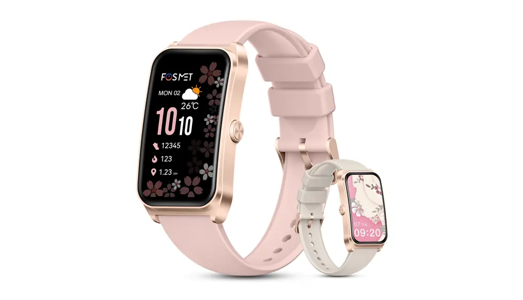 FOSMET FOS10 スマートウォッチ レディース 1.47インチ大型曲面ディスプレイ 7日間のバッテリー持続時間 快速充電 アプリのGPS連動可能 IP68防水 スマートバンド 薄型メッセージ通知 100種類以上のスポーツモード＆文字盤設定 バンド交換可能 iPhone アンドロイド対応 付属ベルト2本 TELEC認証取得済【正規品】 (FOS10ゴールド)