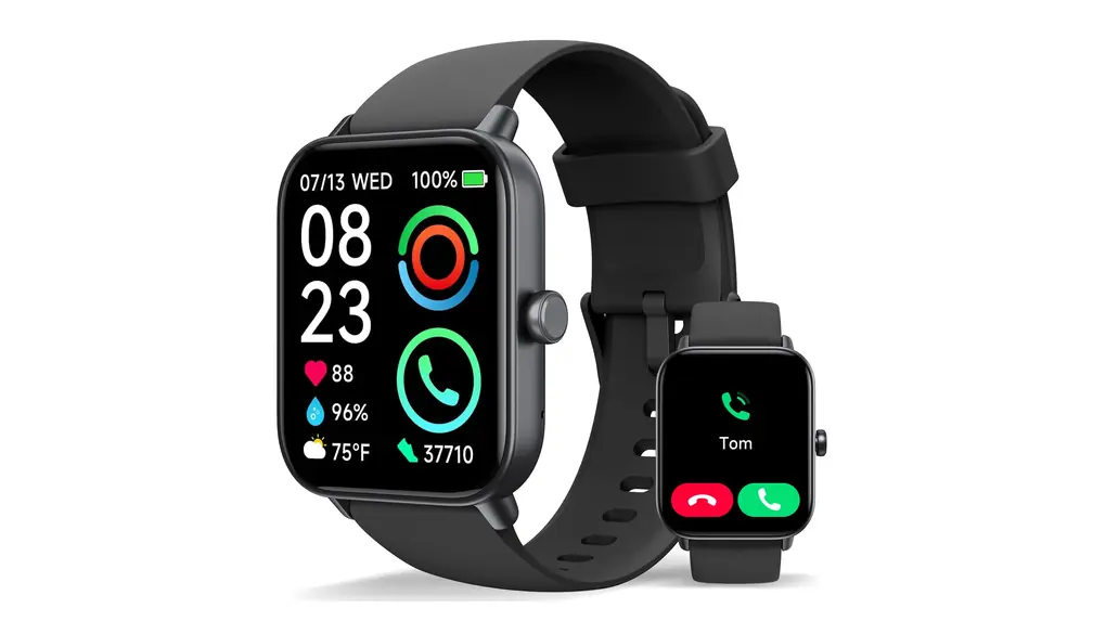 スマートウォッチ iPhone/アンドロイド対応 Bluetooth5.3 通話機能付き Alexa対応 1.8インチ大画面 DIY文字盤 Line/X/Gmail 着信＆メッセージ通知 百種運動モード IP68防水 睡眠管理 レディース 女性生理周期 カメラ制御 音楽再生 懐中電灯 日本語説明書付き 一年保証