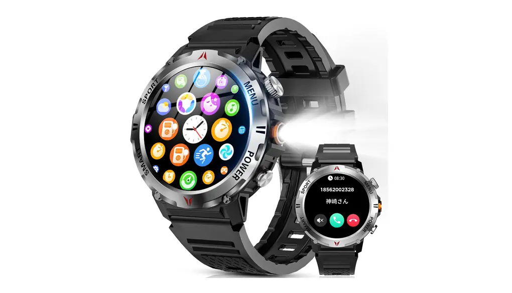 スマートウォッチ【2025改良最新型】Bluetooth通話 LINE/メッセージ通知 100＋運動モード アプリのGPS連動可能 防塵防水 懐中電灯付き スポーツウォッチ 長持ちバッテリー DIY文字盤 腕時計 歩数計 遠隔撮影 音楽制御 腕上げ点灯 アラーム 電卓 音声アシスタント 天気予報 iPhone/アンドロイド対応 1.46インチ smart watch