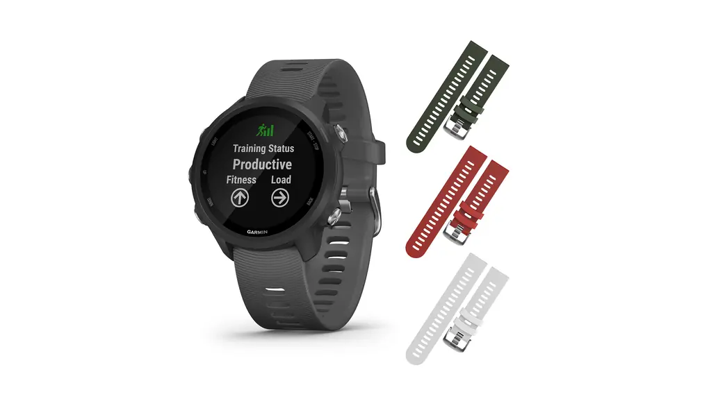 Garmin Forerunner 245 GPS ランニング スマートウォッチ ウェアラブル4U ストラップ3本付き (スレートグレー 010-02120-00、カーキ/レッド/ホワイト)