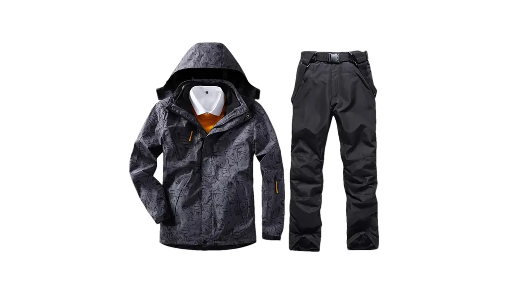 男性冬スキースーツ暖かい 3 で 1 スキースノーボードスーツセット男性屋外スキージャケット + パンツ 1set(as show)01 Asian 3XL EUR L