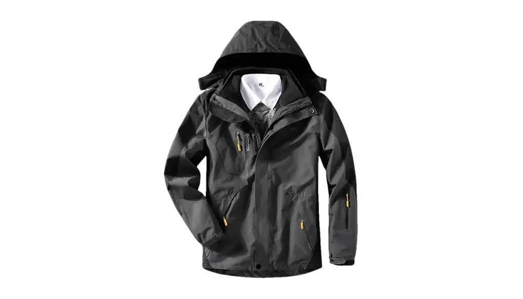 男性冬スキースーツ暖かい 3 で 1 スキースノーボードスーツセット男性屋外スキージャケット + パンツ Only Black Jackets Asian 3XL EUR L